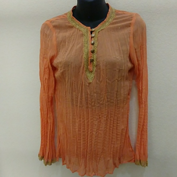 Cache Gauze & Metallic Sheer Blouse - Picture 3 of 8